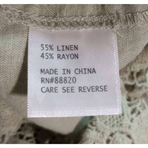 Ava Christine Shirt Ladies 3x Green Linen Blend Long Sleeve V-Neck Light Weight - Picture 7 of 8